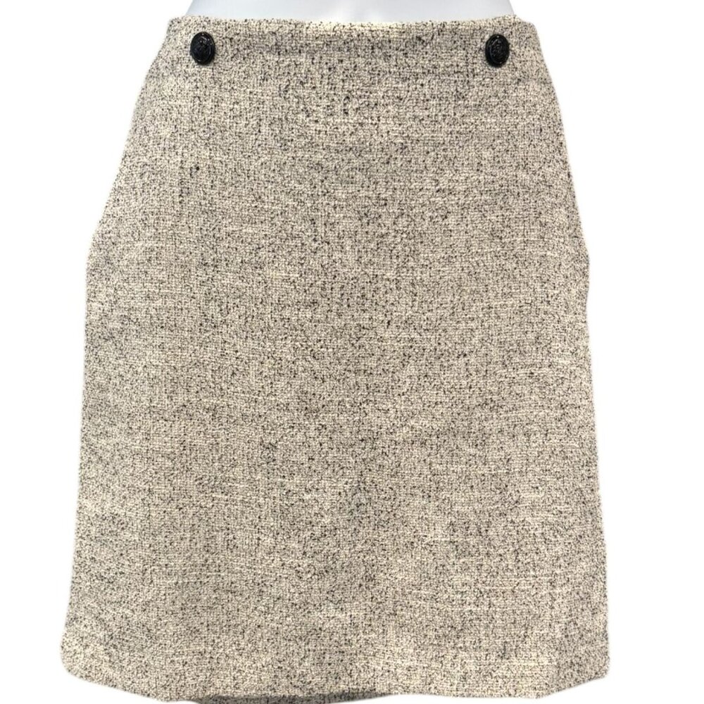 H&M Tweed-Style Mini Skirt | Size 8 | Oatmeal + Black Fleck Cozy Classic ✨